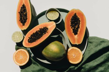 Papayas on a plate.